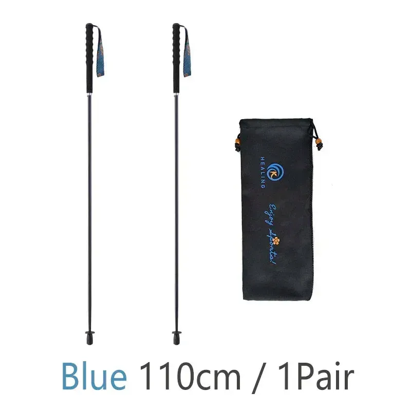 Folding Ultra-Light Carbon Fiber Hiking Poles: Portable 5-Section Trekking Sticks for Climbing and Hiking
