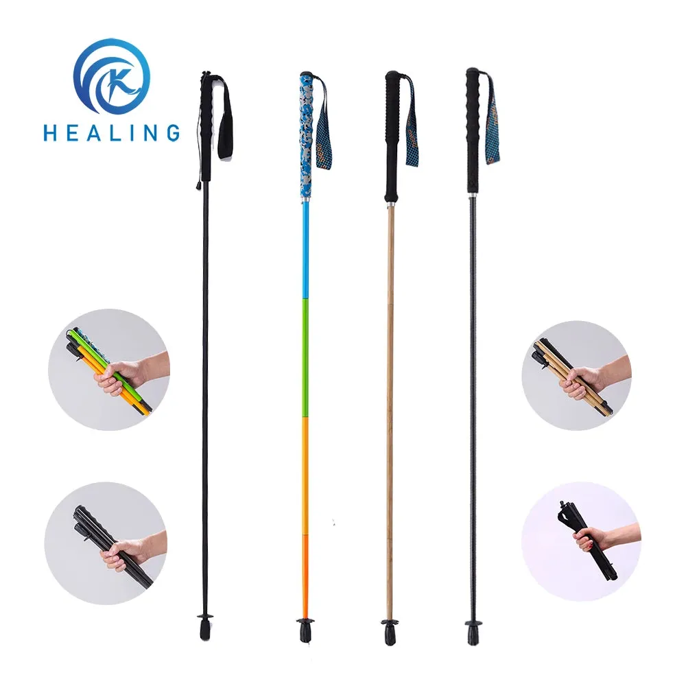 Folding Ultra-Light Carbon Fiber Hiking Poles: Portable 5-Section Trekking Sticks for Climbing and Hiking