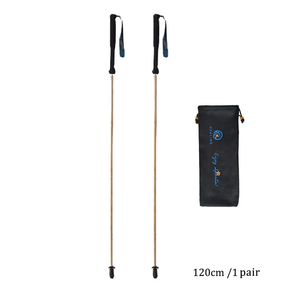 Folding Ultra-Light Carbon Fiber Hiking Poles: Portable 5-Section Trekking Sticks for Climbing and Hiking