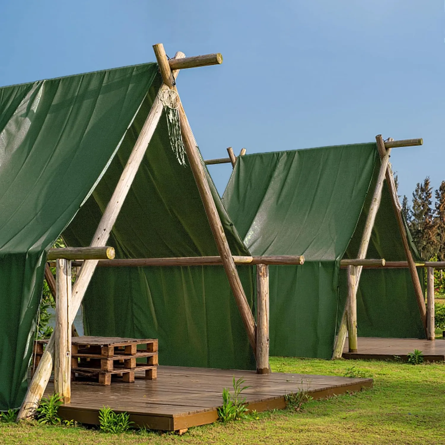 FoundGo Canvas Tarp 8x12ft Heavy Duty Waterresistant Tarps with Grommets, UV Resistant, 22 Mil Tarpaulin,14 oz Durable Cloth Covers for Car, Roof, Boat, Camp, Canopy, Woodpile with Ropes-Green