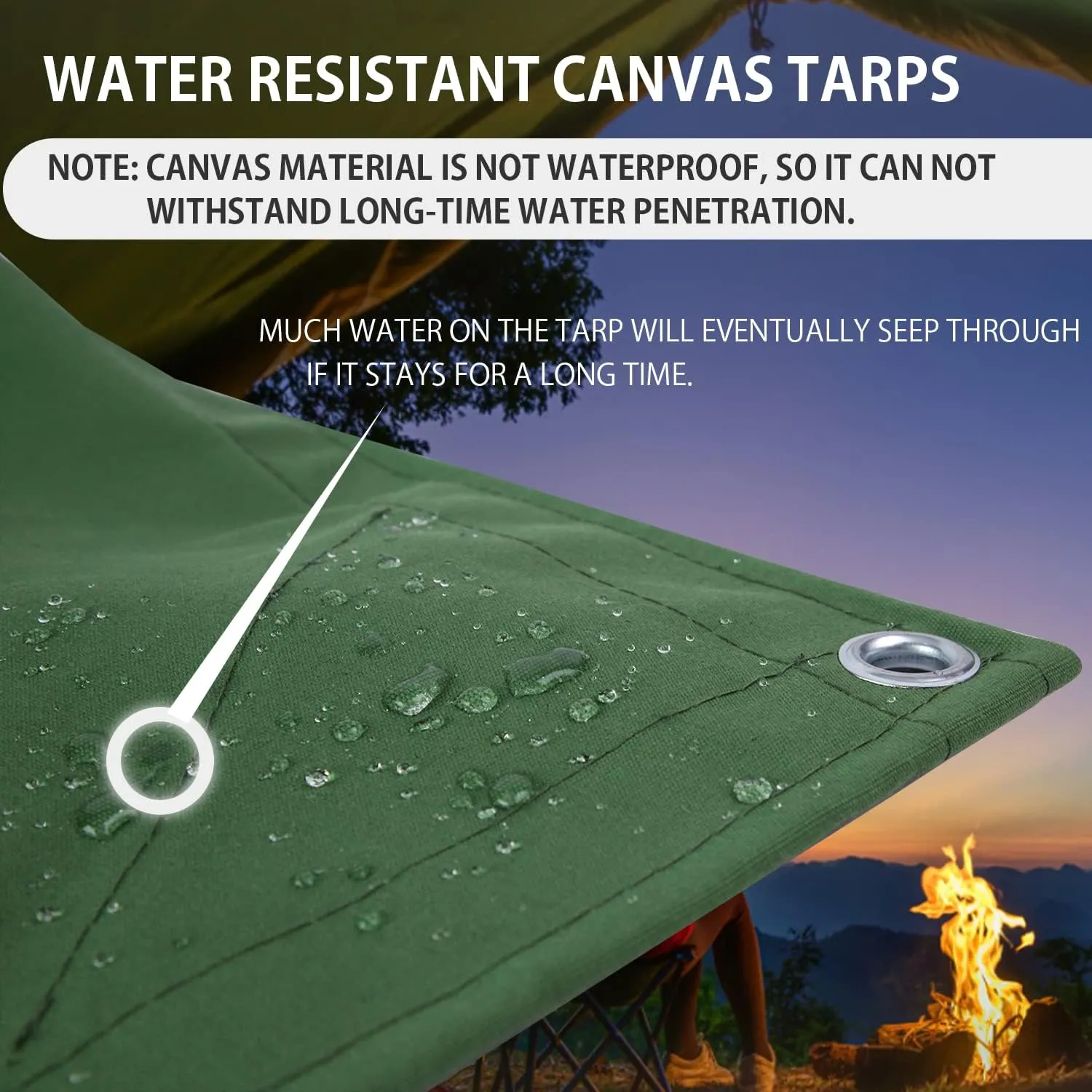 FoundGo Canvas Tarp 8x12ft Heavy Duty Waterresistant Tarps with Grommets, UV Resistant, 22 Mil Tarpaulin,14 oz Durable Cloth Covers for Car, Roof, Boat, Camp, Canopy, Woodpile with Ropes-Green