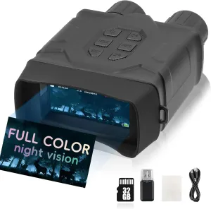 Full Color Night Vision Goggles, 5K Video Clarity, 10X Digital Zoom, Full Color and White, 850nm Infrared Light, Rechargeable Battery,32GB Storage, Outdoor Adventures, Camping, Travel