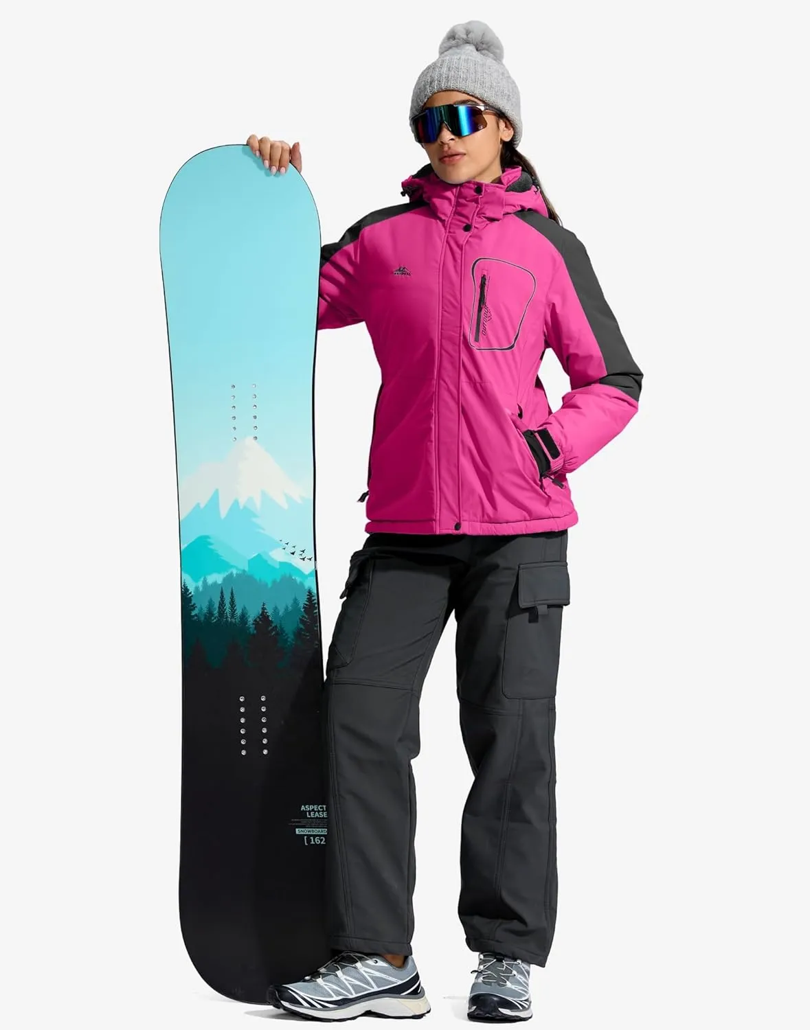 G Gradual Women's Ski Jackets Waterproof Insulated Fleece Lined Heavyweight Winter Jacket Hood Mountain Snowboarding Coat