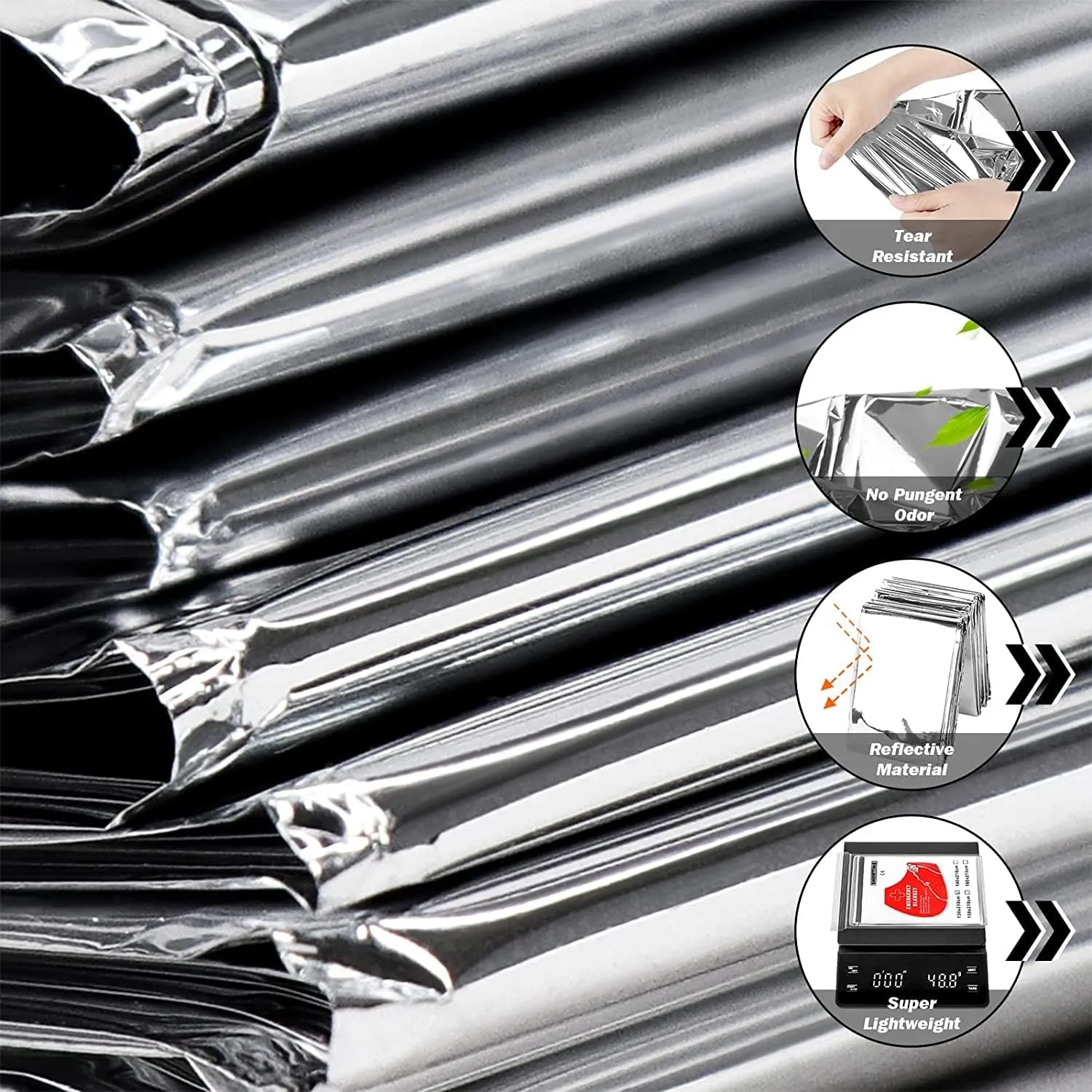 GALAXYLENSE Emergency Mylar Thermal Blanket for Survival First Aid Kits Army Outdoors Hiking Camping Bug Out Trauma Desert All Weather Condition Protection (20 Packs Silver)