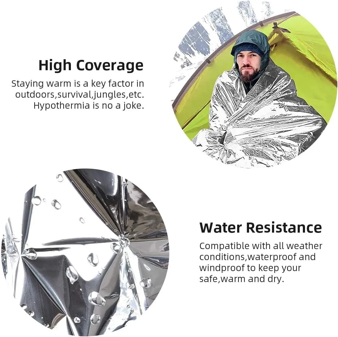 GALAXYLENSE Emergency Mylar Thermal Blanket for Survival First Aid Kits Army Outdoors Hiking Camping Bug Out Trauma Desert All Weather Condition Protection (20 Packs Silver)
