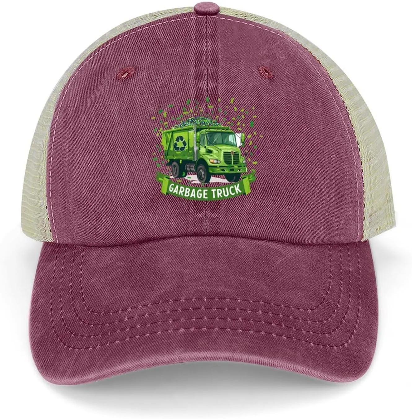 Garbage Truck Baseball Cap for Men Women Adjustable Mesh Back Cap Trucker Hat Dad Hat