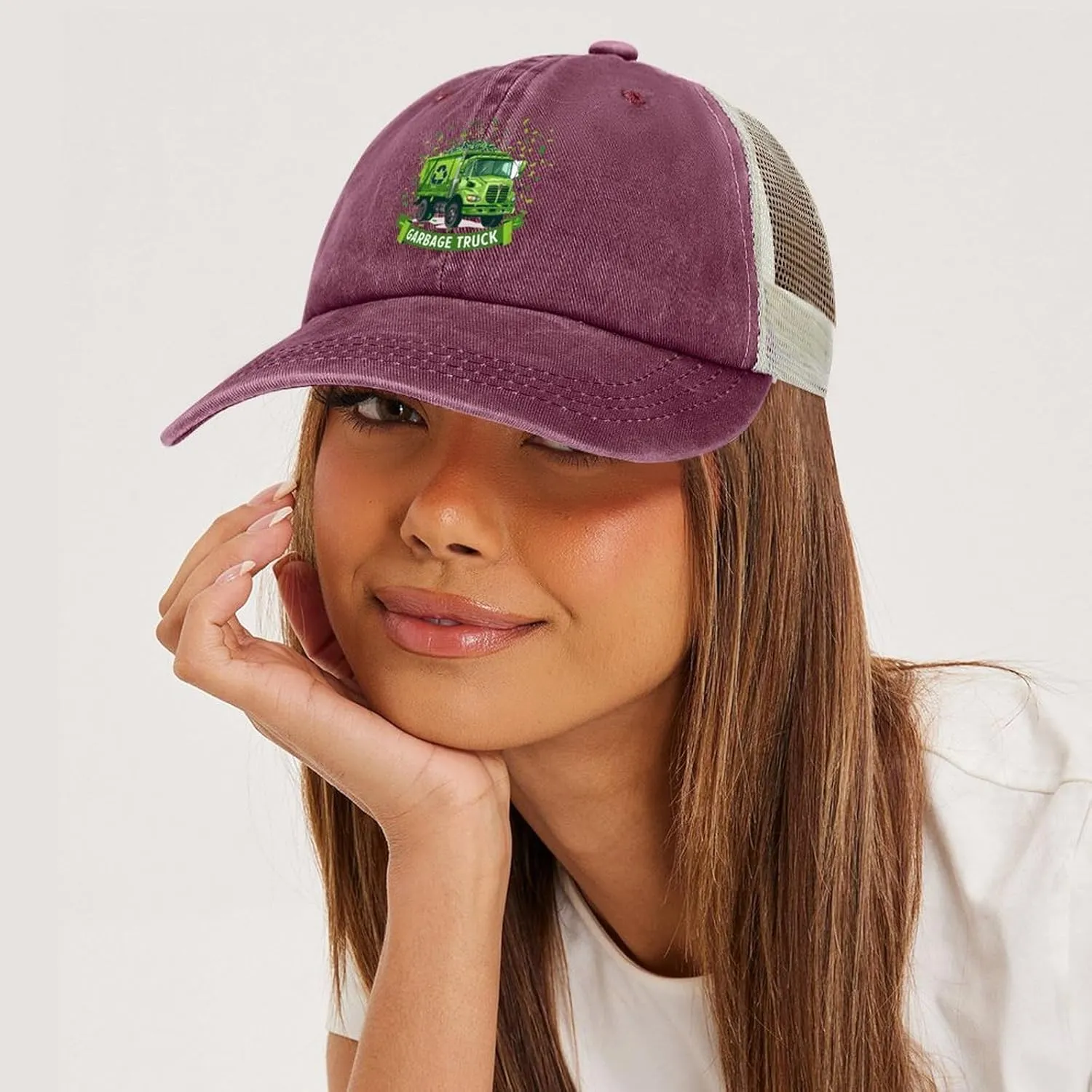 Garbage Truck Baseball Cap for Men Women Adjustable Mesh Back Cap Trucker Hat Dad Hat