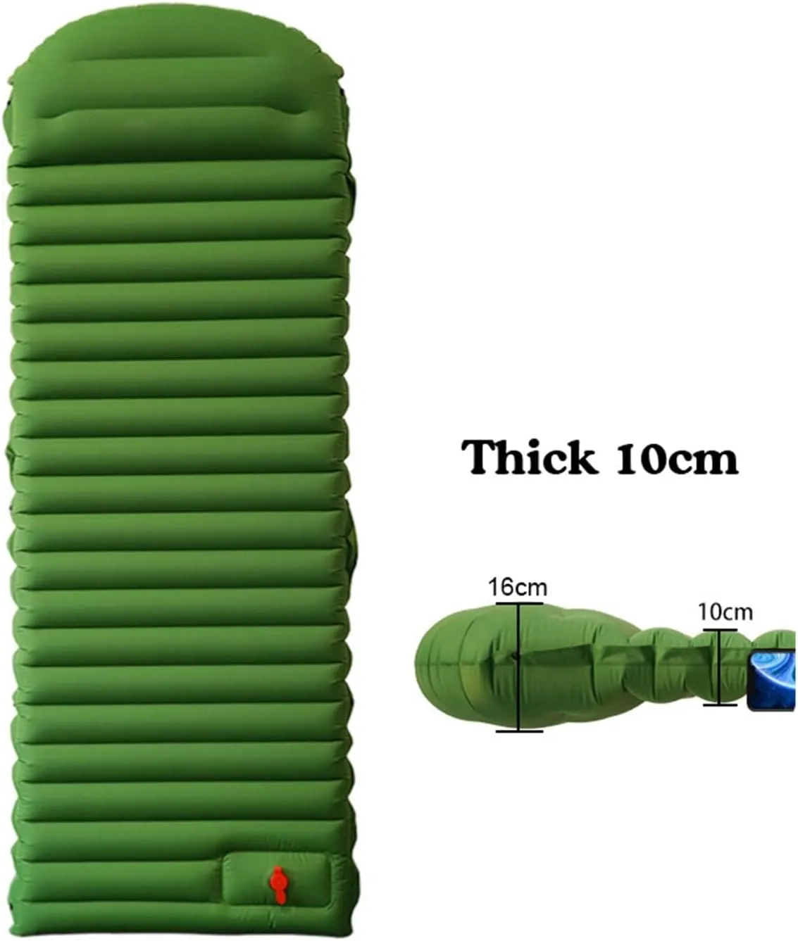 GaRcan TPU Automatic Inflatable Air Cushion R Value 4.0 Hiking Camping Sleeping Mat Thickened 10cm Ultra Light Tent Air Cushion (Orange01)
