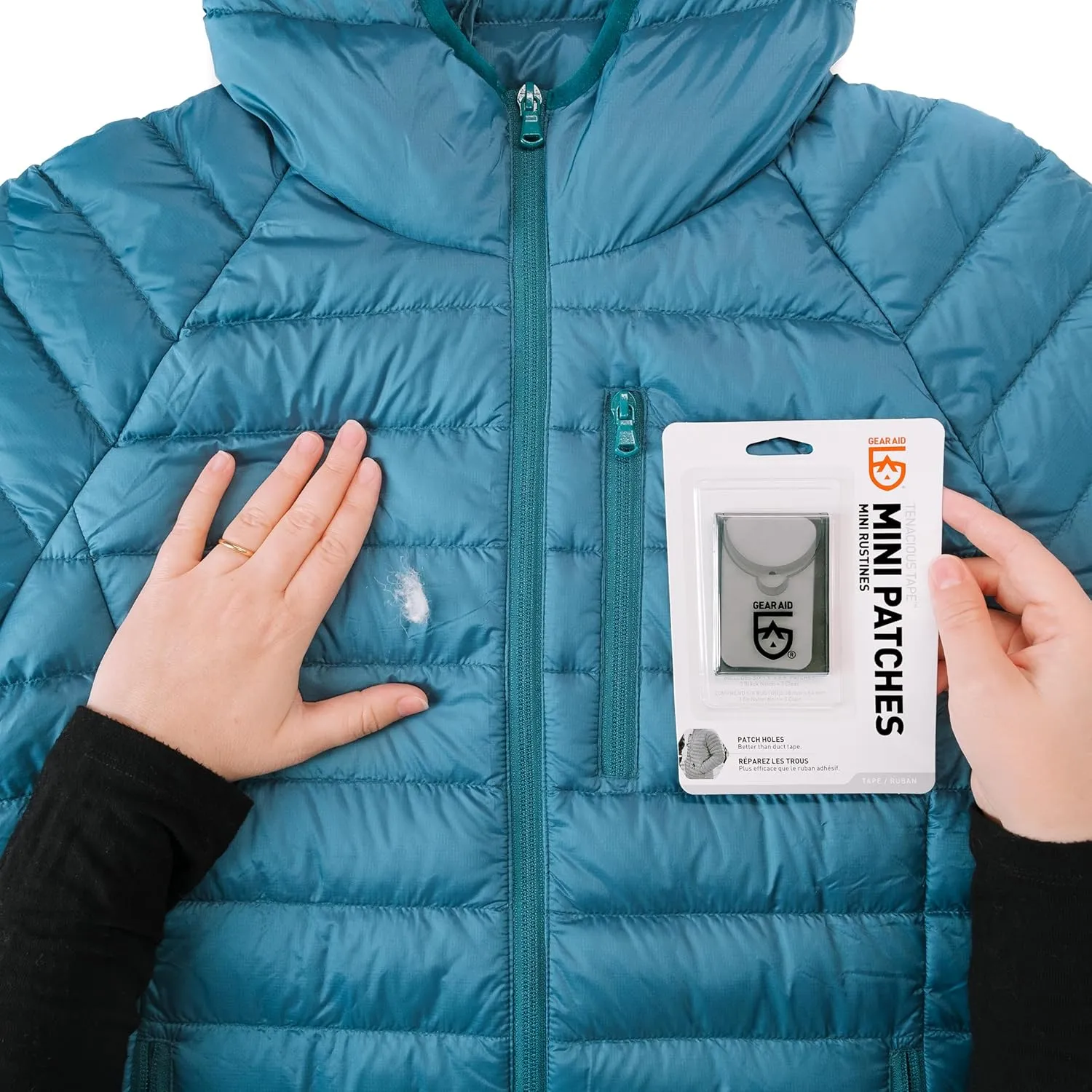 GEAR AID Tenacious Tape Mini Patches with Peel-and-Stick Adhesive Repairs Holes and Tears in Winter Gear, Down Puffer Jackets, Sleeping Bags, Tents and Rain Gear