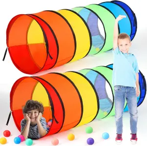 Giant 27.6 Inch Play Tunnel for Kids and Large Dogs Colorful Crawl Tunnel Toy for Toddlers Pet Opening Crawl Tunnel Toy with Breathable Mesh Game Tent Toy Girl Boy Gift(2 Pcs)