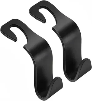 Ginsco Car Seat Headrest Hook - Heavy Duty ABS Hanger Organizer for Purse, Handbag, Coat, Umbrella - Universal Fit for Cars, Vans, Minivans(2PCS Black)