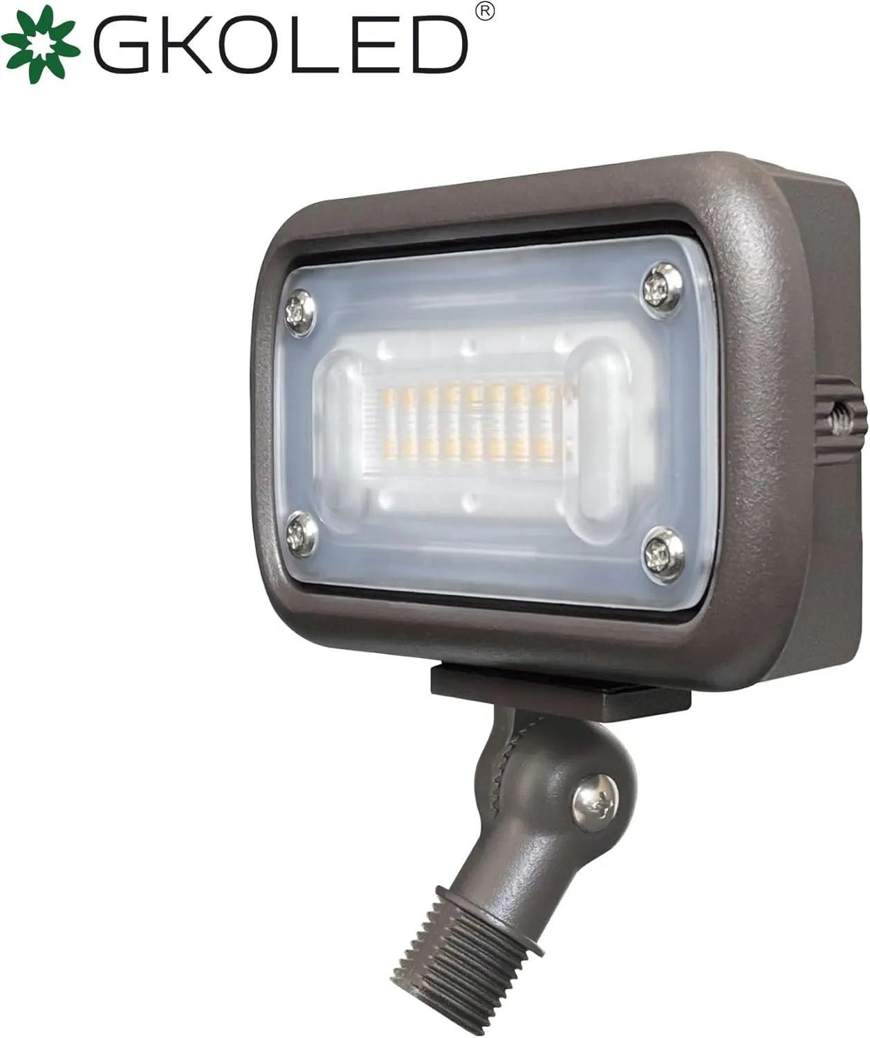 GKOLED 7W Outdoor LED Low Voltage Landscape Lighting Flood Light, 2700K, 550Lumen, 9-15V AC/DC, 1/2" Adjustable Knuckle Mount