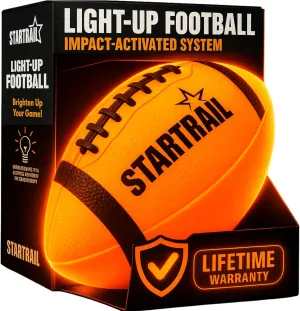 Glow in The Dark Football | Ultra-Bright Double LED Light-Up Football Size 6 with 3 Extra Batteries and Pump for Kids & Teens Ages 6  | Outdoor Fun for Evening Play, Camping & Beach Games