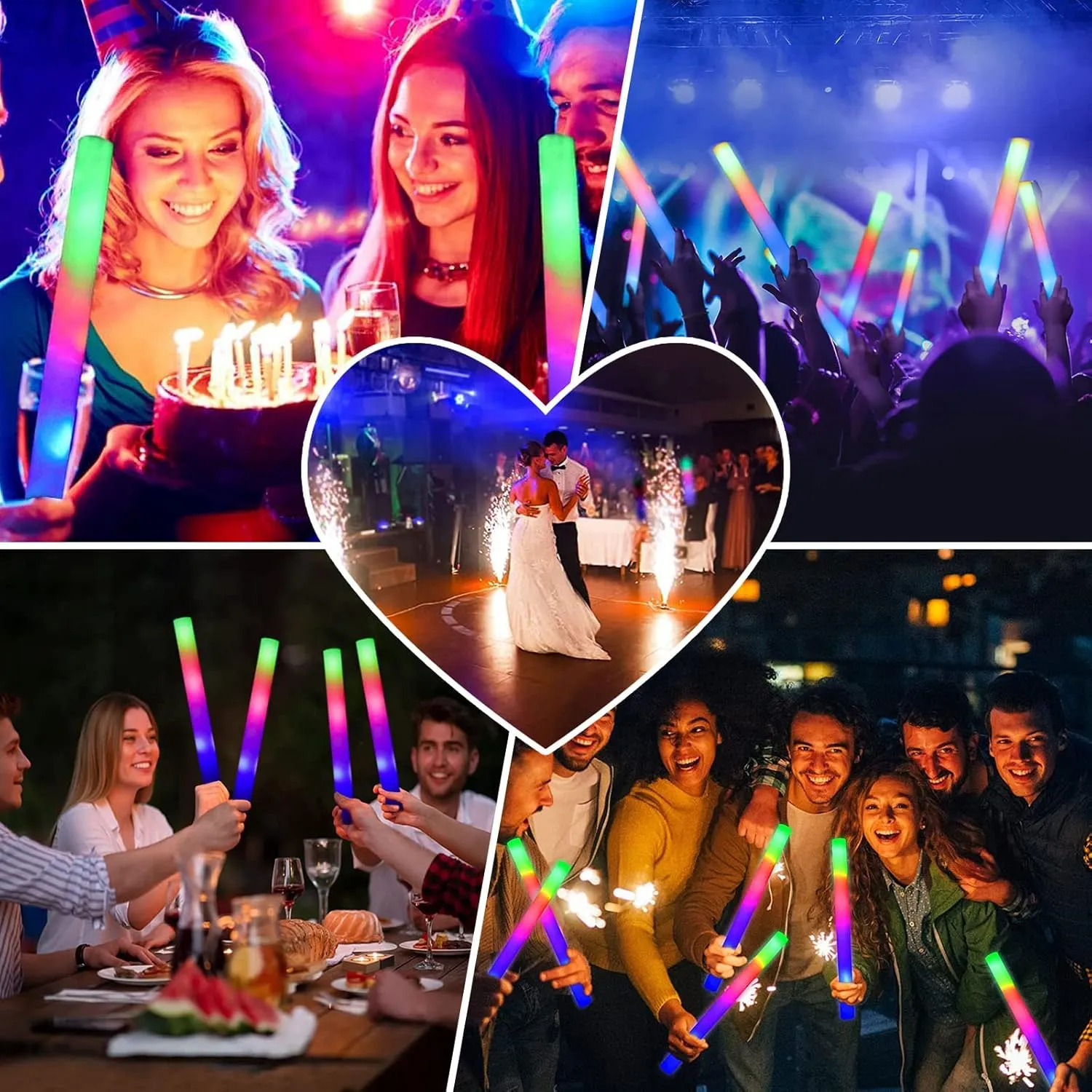 Glow Sticks Bulk, 56 Pcs LED Foam Glow Sticks, Christmas Party Favors with 3 Modes Colorful Flashing, Glow in The Dark Party Supplies Light Up Toys for Parties, Wedding, Birthday, New Years, Concert