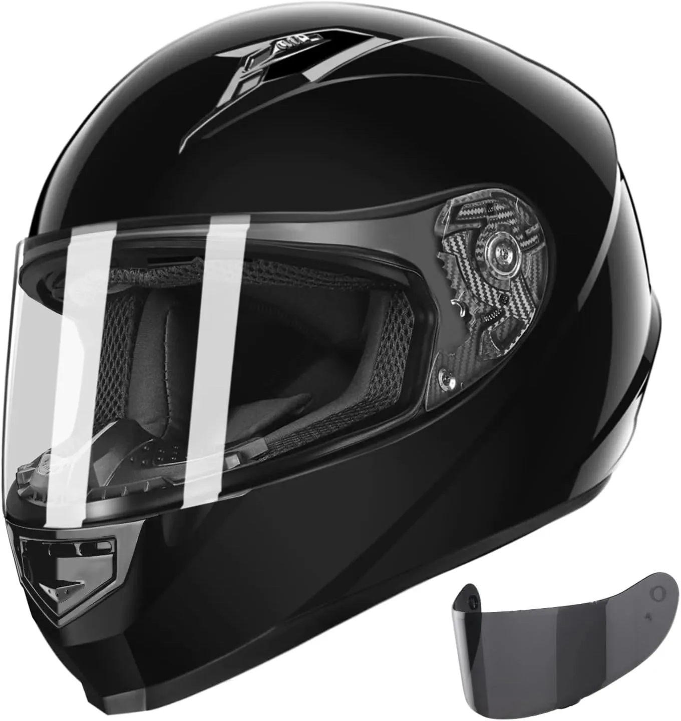GLX GX11 Compact Motorcycle Helmet - Black, Large - Full Face w/ Tinted Visor, DOT Approved