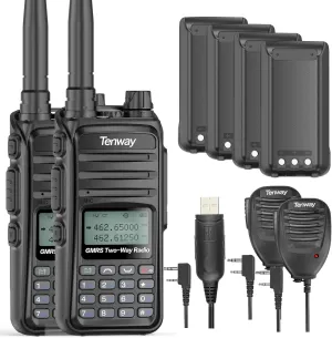 GM-55 GMRS Handheld Radio Long Range Capabilities GMRS Repeater Capable, USB Type-C Rechargeable, Weather alerts and NOAA Compatibility Two Way Radio with for Camping/Hiking/Skiing/Off-Roading