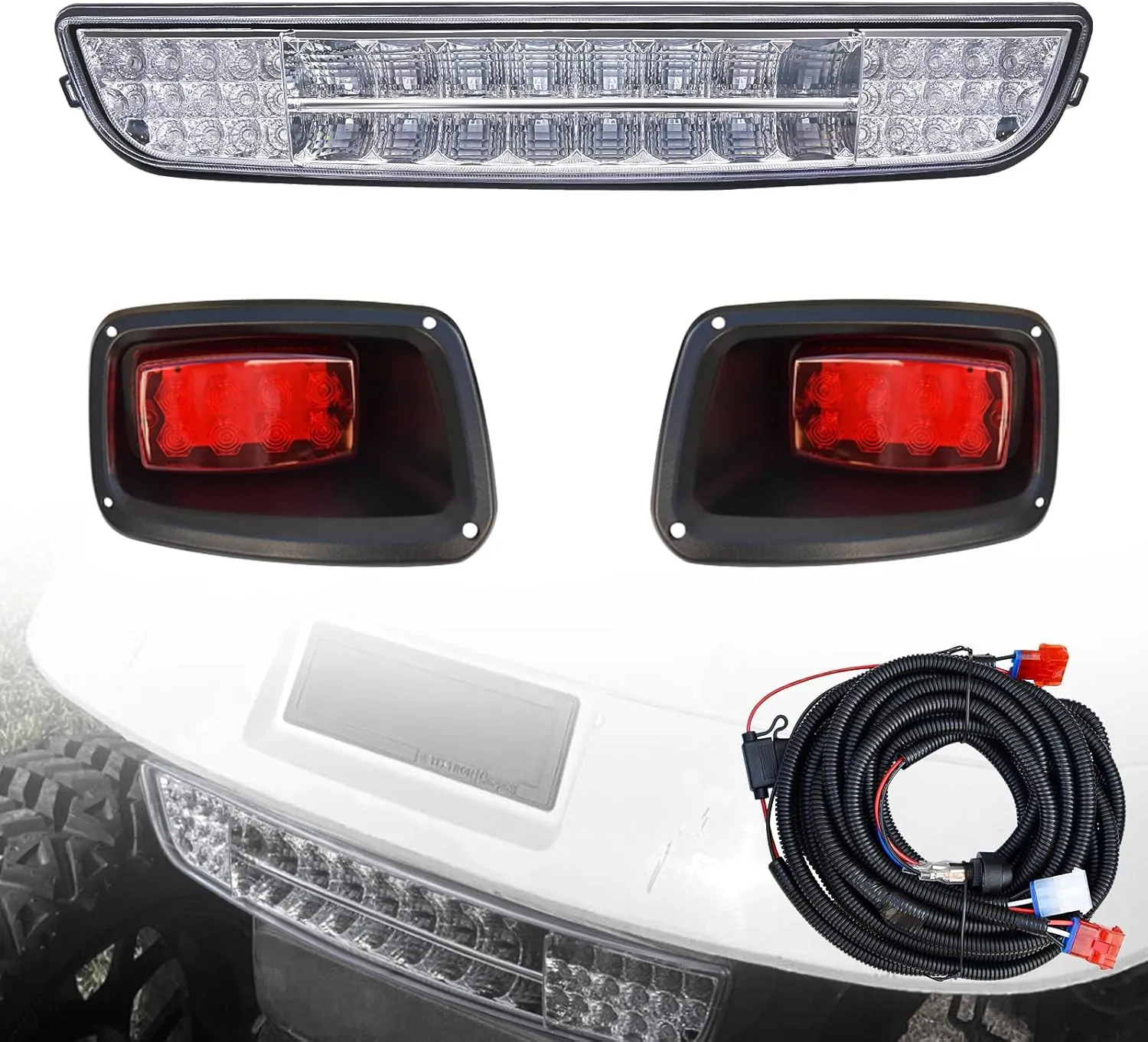 Golf Cart LED Headlight Taillight Kt for E-Z-GO TXT LED Light Bar Kit 1996-2013 Gas and Electric Replace 12V Street Legal Light Kit Assembly For EZGO TXT