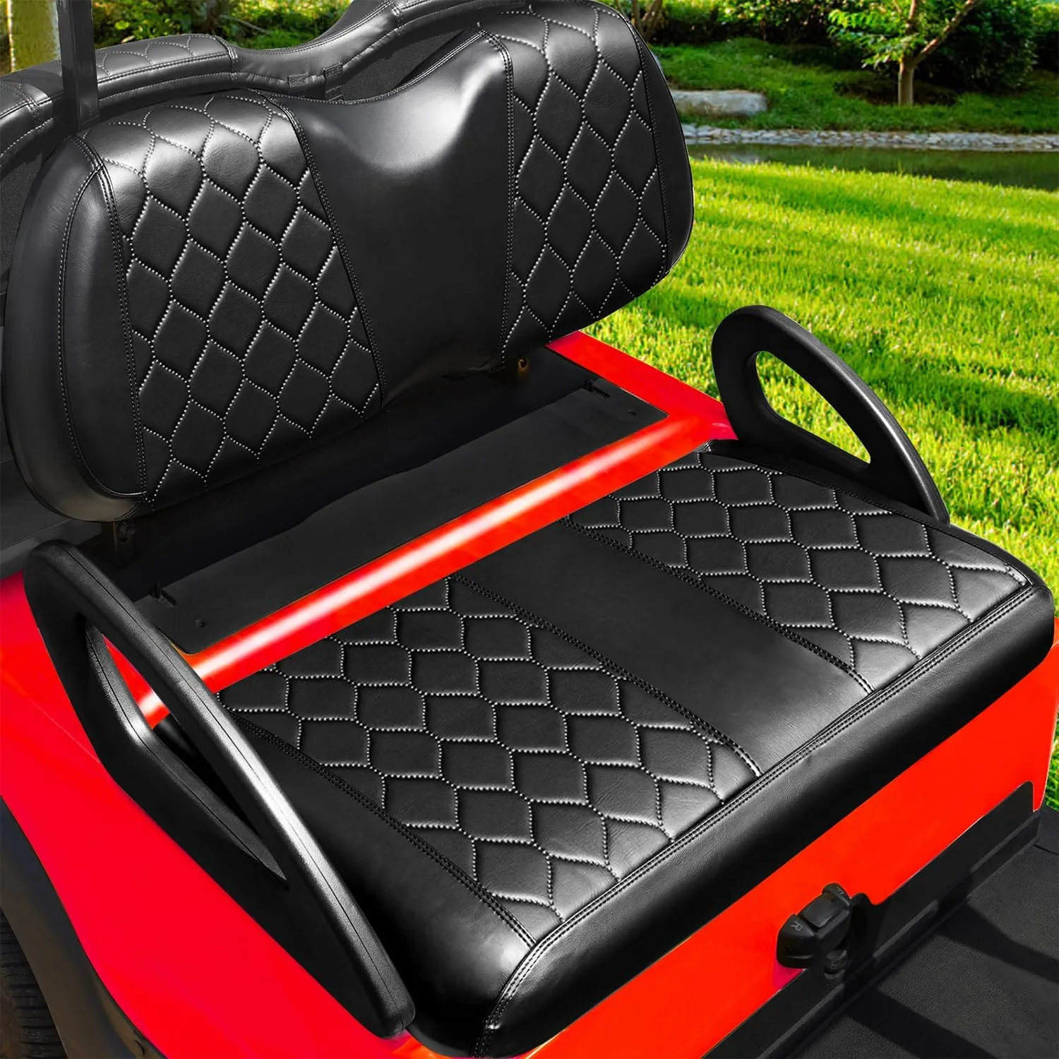 Golf Cart Seat Covers Kit for Club Car Precedent, OEM Ordinary Seat Cushion, Golf Cart Portable Vinyl Seat Cover (Black Golf Cart Precedent Seat Cover)