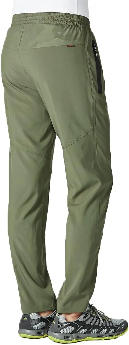 Gopune Men's Lightweight Hiking Running Sweatpants Quick Dry Outdoor Athletic Casual Pants with Zipper Pockets