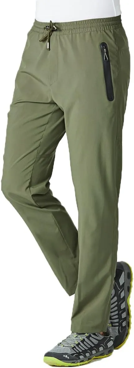 Gopune Men's Lightweight Hiking Running Sweatpants Quick Dry Outdoor Athletic Casual Pants with Zipper Pockets