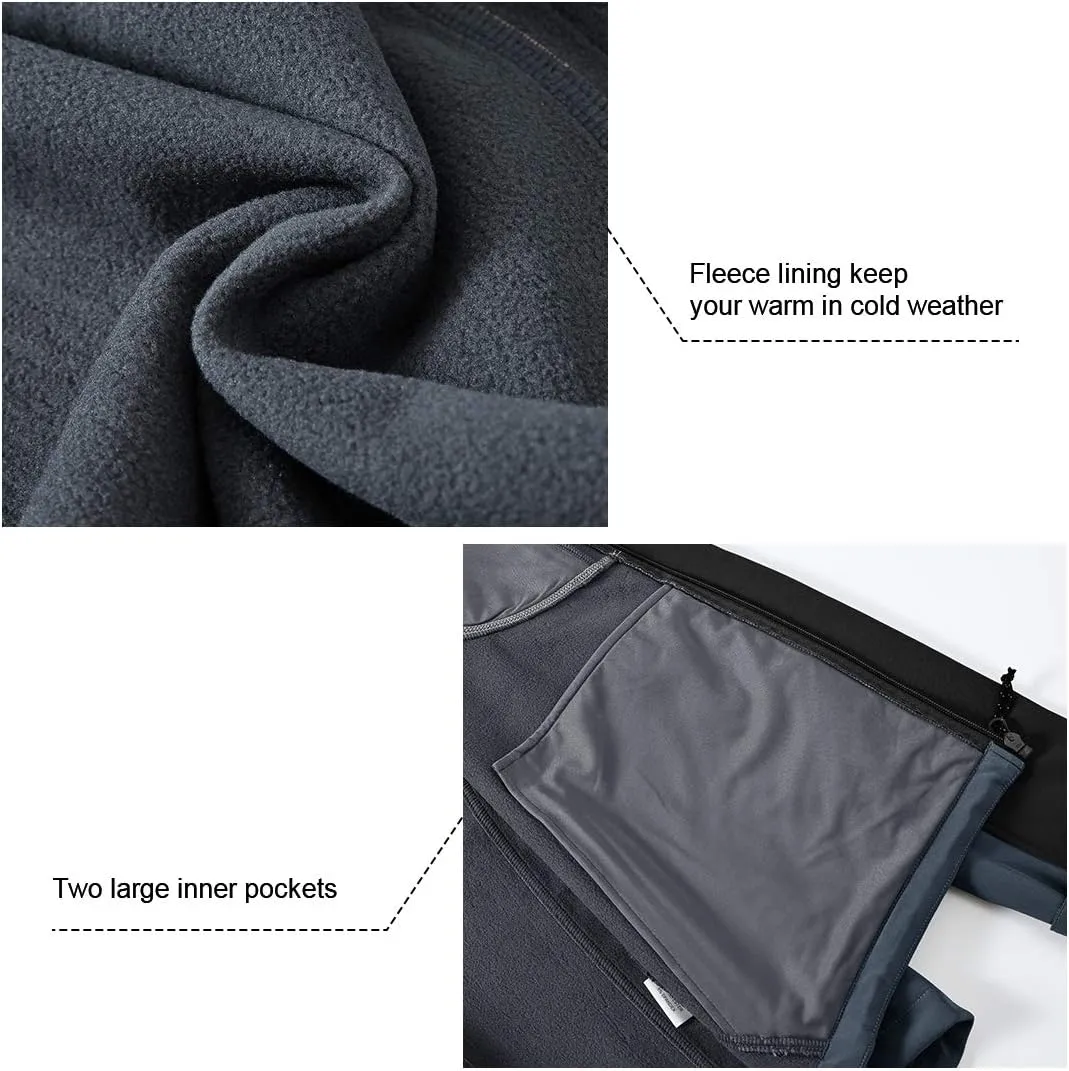 Gopune Men's Lightweight Soft Shell Jacket Fleece Lined Waterproof Hooded Hiking Winter Jacket