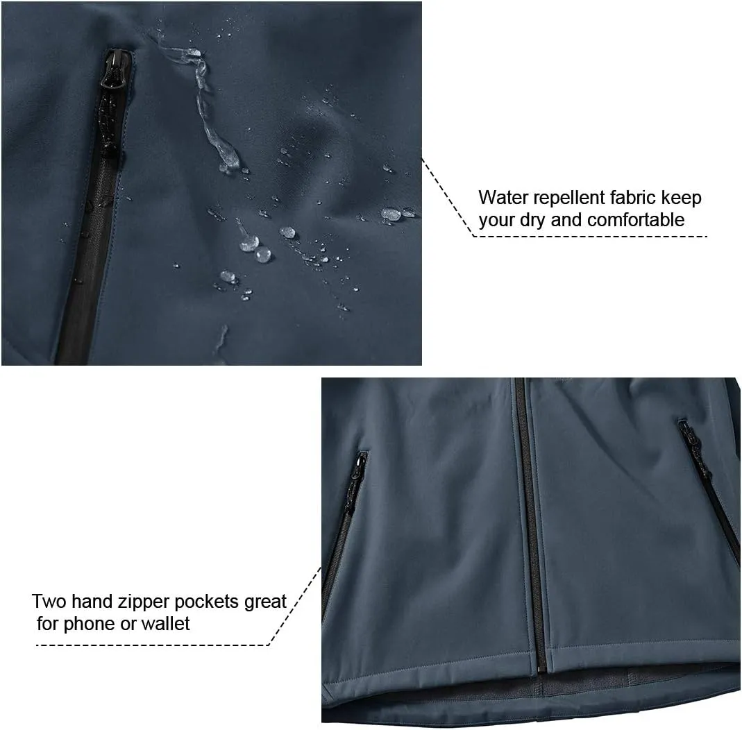 Gopune Men's Lightweight Soft Shell Jacket Fleece Lined Waterproof Hooded Hiking Winter Jacket
