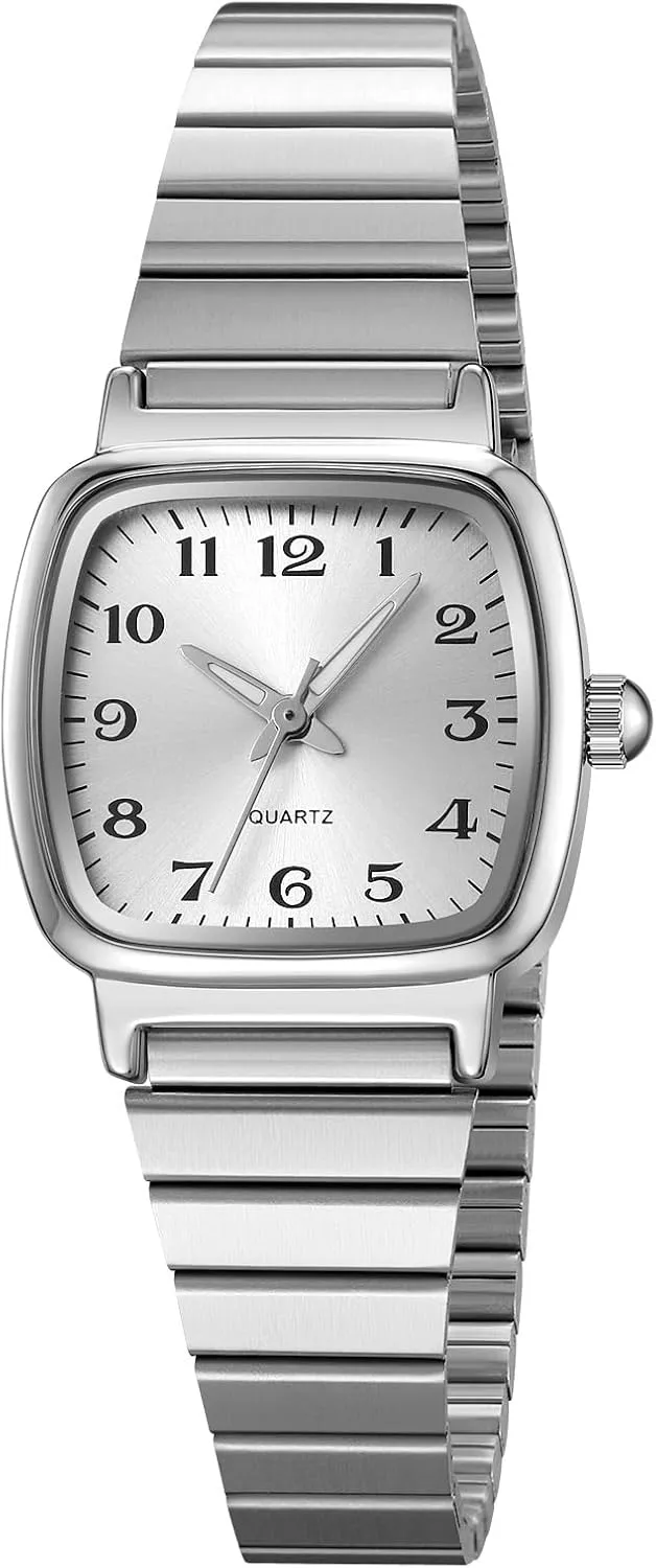 Gosasa Square Watch for Women Ultra-Thin Bracelet Stainless Steel Waterproof Easy Reader Elegant Analog Quartz Ladies Casual Dress Wristwatch