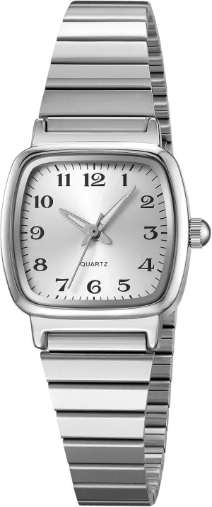 Gosasa Square Watch for Women Ultra-Thin Bracelet Stainless Steel Waterproof Easy Reader Elegant Analog Quartz Ladies Casual Dress Wristwatch