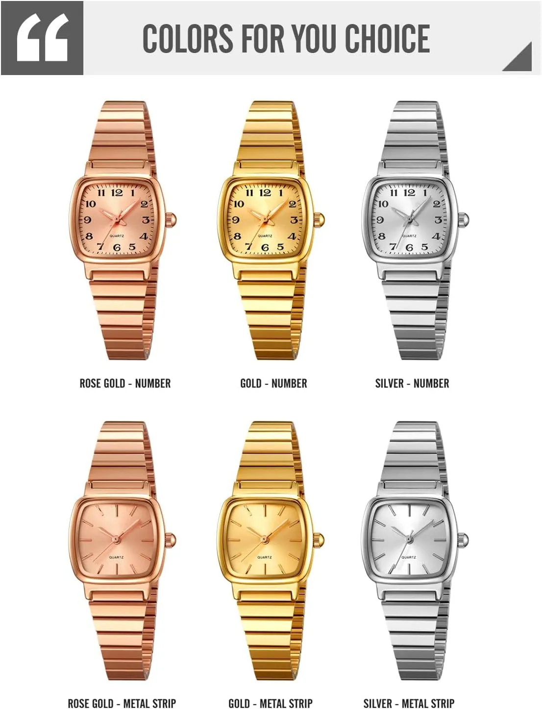 Gosasa Square Watch for Women Ultra-Thin Bracelet Stainless Steel Waterproof Easy Reader Elegant Analog Quartz Ladies Casual Dress Wristwatch