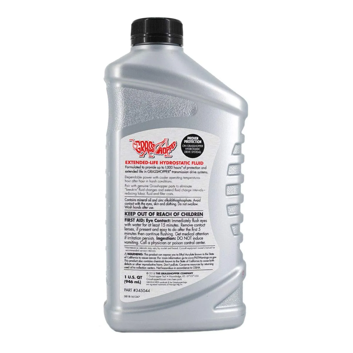 Grasshopper Mower 32-Oz (1 US Qt) CoolTemp Hydro-Max Fluid, Advanced Protective Shield Eliminates Break-in Fluid Changes and Significantly Extends Fluid and Filter Service Intervals, OEM 345044