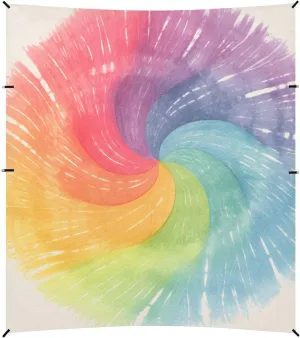 Gray Tie-dye Background Rainbow Colors Foldable Beach Tent UPF50  Protection Waterproof Sun Shade with Sand Shovel, Sandbags for Camping Trips, Fishing, Backyard Fun or Picnics