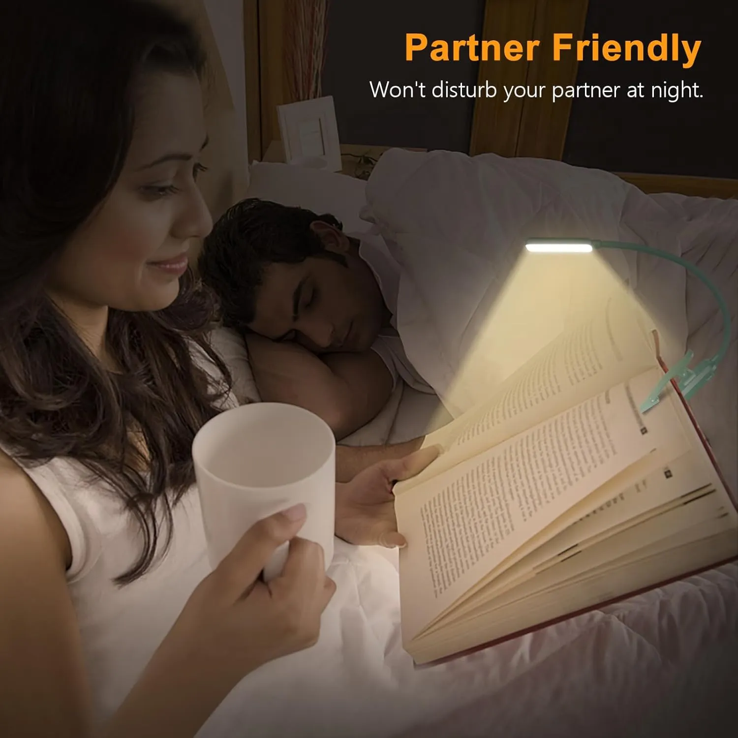 Gritin 9 LED Rechargeable Book Light for Reading in Bed - Eye Caring 3 Color Temperatures,Stepless Dimming Brightness,80 Hrs Runtime Small Lightweight Clip On Book Reading Light -Cyan