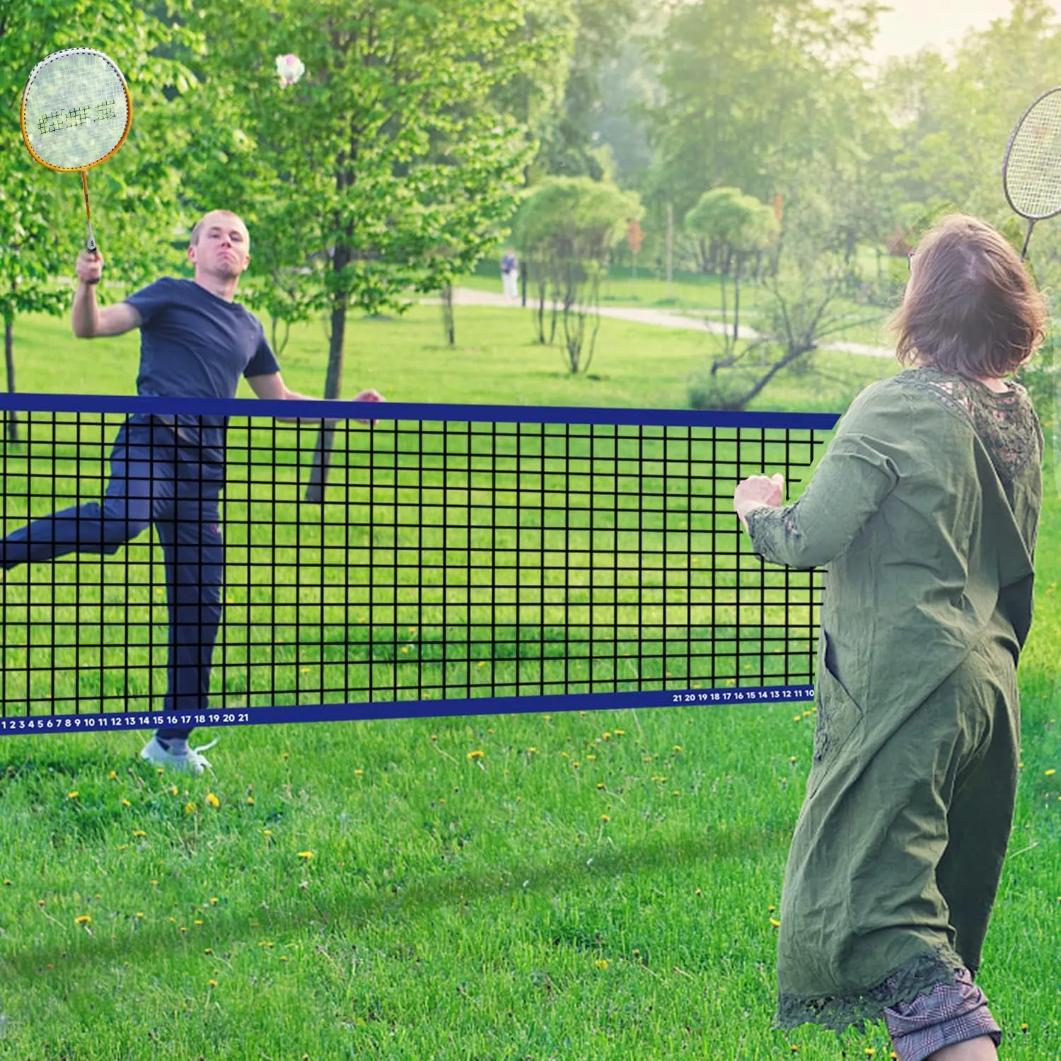 GSE Games & Sports Expert Outdoor Yard Sports Net Game Set for Backyards, Parks, Beach, Lawn. Volleyball Set, Badminton Set OR Volleyball & Badminton Combo Set Available