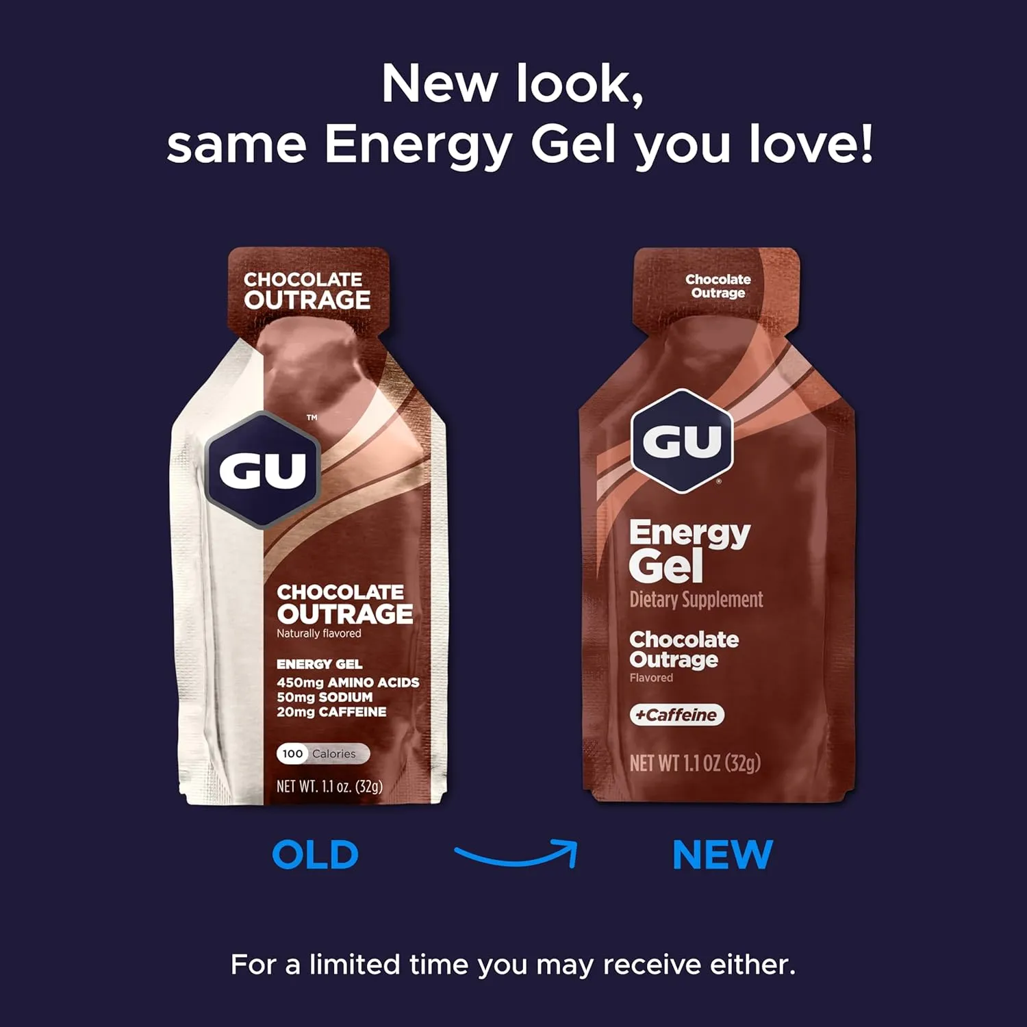 GU Energy Original Sports Nutrition Energy Gel, Vegan, Gluten-Free, Kosher, and Dairy-Free On-the-Go Energy for Any Workout, 24-Count, Chocolate Outrage
