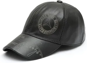 Gudessly Adjustable Men's Genuine Cowhide Leather Baseball Cap for Fall Winter Outdoor Sports Hat