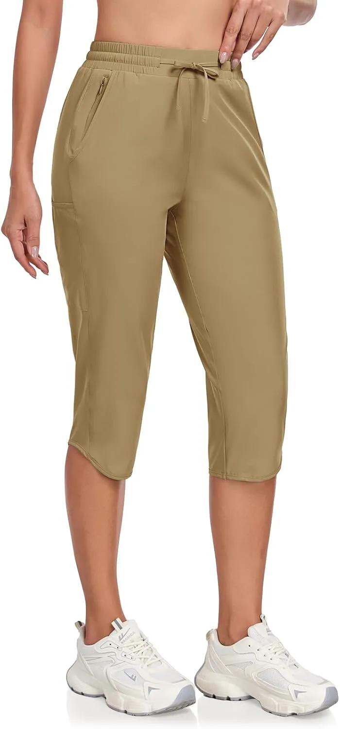 GymBrave Women's Capri Pants with 6 Pockets Quick Dry Lightweight Cargo Hiking Capris Outdoor Casual Travel