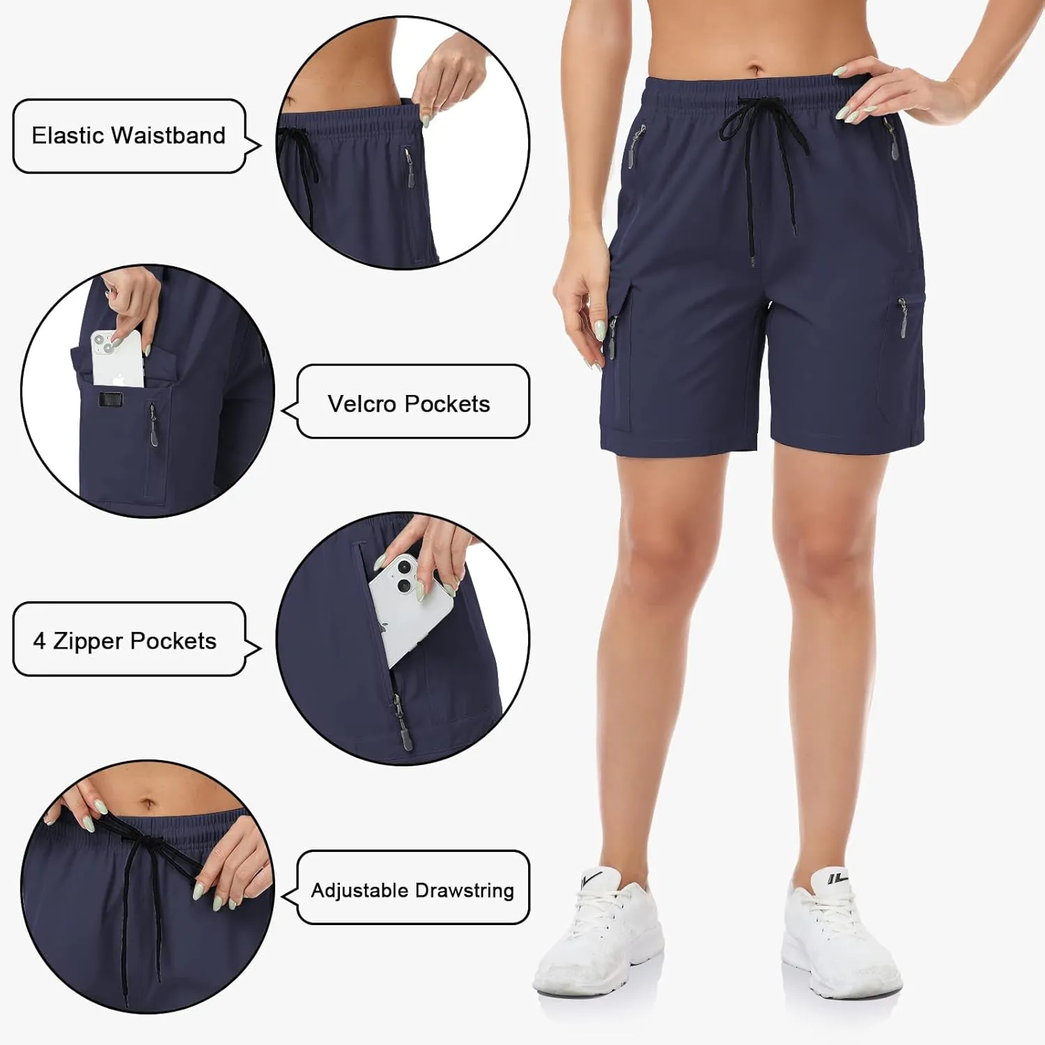 GymBrave Women's Hiking Shorts Quick Dry Lightweight Cargo Shorts for Outdoor Athletic Travel with Pockets