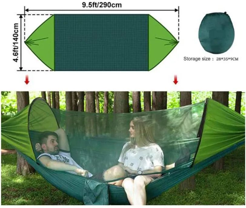 Hammock with Mosquito Net,hamocks Outdoor,Camping Hammock,Camping Beds,290 X 140 Cm Load 200 Kg Travel Hammock Outdoor Camping Trip for 2 People