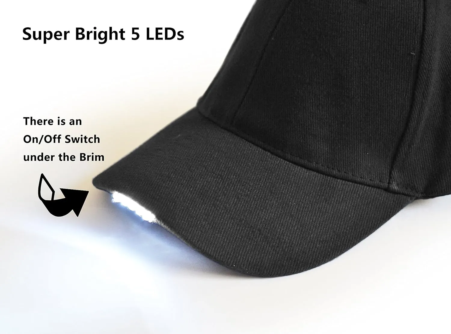 Hands Free LED Baseball Cap Hat for Outdoor Jogging Hip Hop Party Holiday