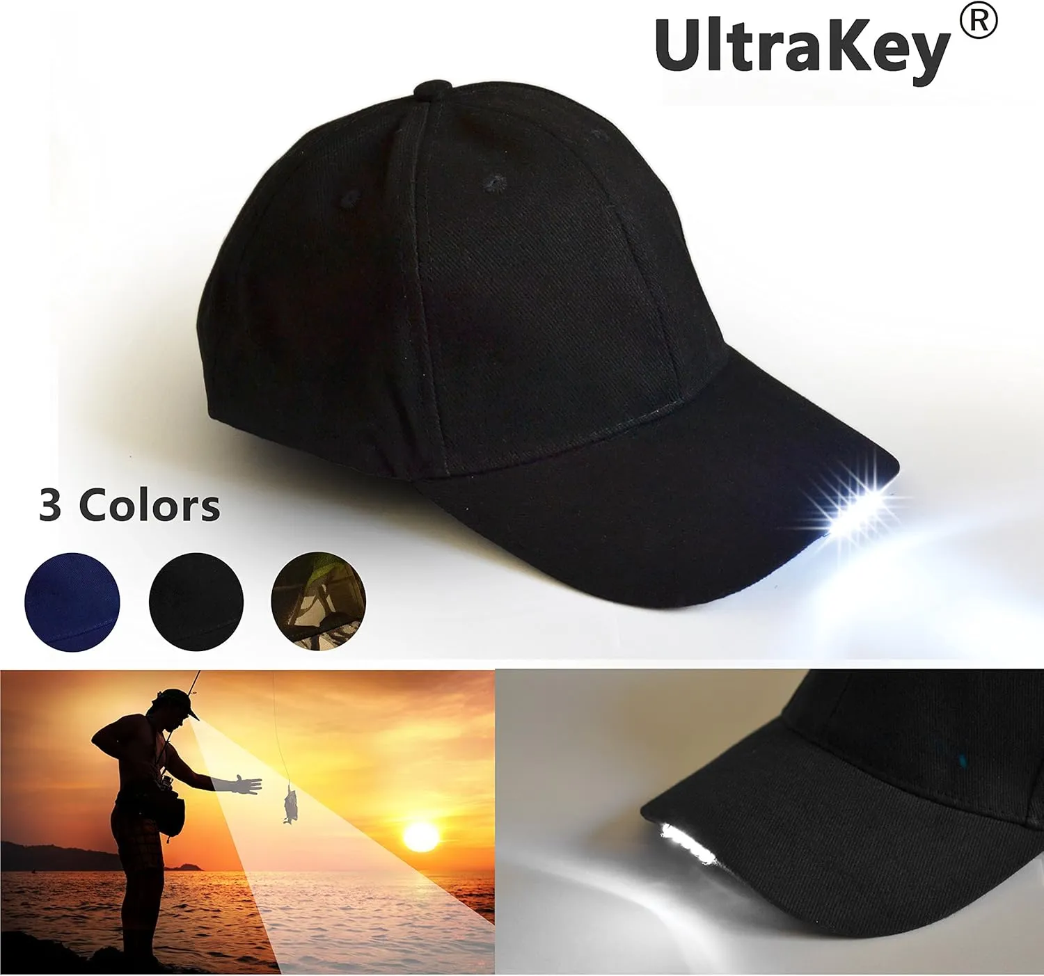 Hands Free LED Baseball Cap Hat for Outdoor Jogging Hip Hop Party Holiday