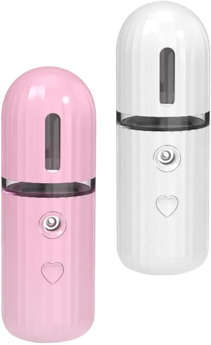 Handy Moisturizing Mist Sprayer Facial Sprayer for Face Portable Mini Size Charging White Pink