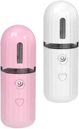 Handy Moisturizing Mist Sprayer Facial Sprayer for Face Portable Mini Size Charging White Pink