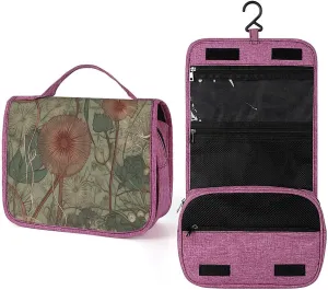 Hanging Travel Toiletry Bag for Women Leaves And Dandelions Printed Travel Cosmetics And Toiletries Organizer Kit Waterproof Bathroom Shower Bag