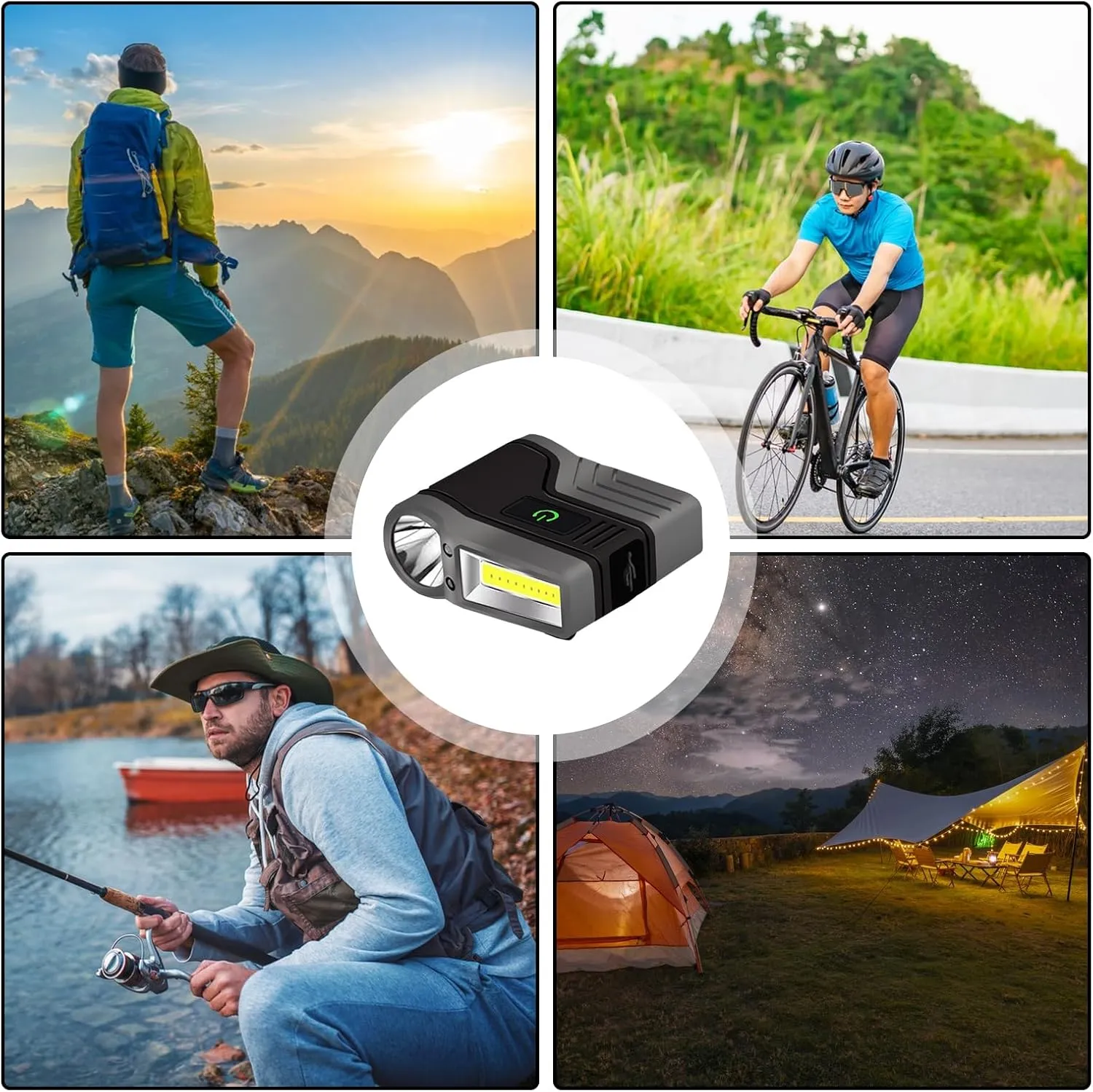 Hard Hat Light, USB Clip-On Cap Flashlight for Fishing, Hat Light, Sports Equipment Flashlight with Long Battery Life for Night Riding, Suitable for Fishing, Camping, and Manual Work (Black)