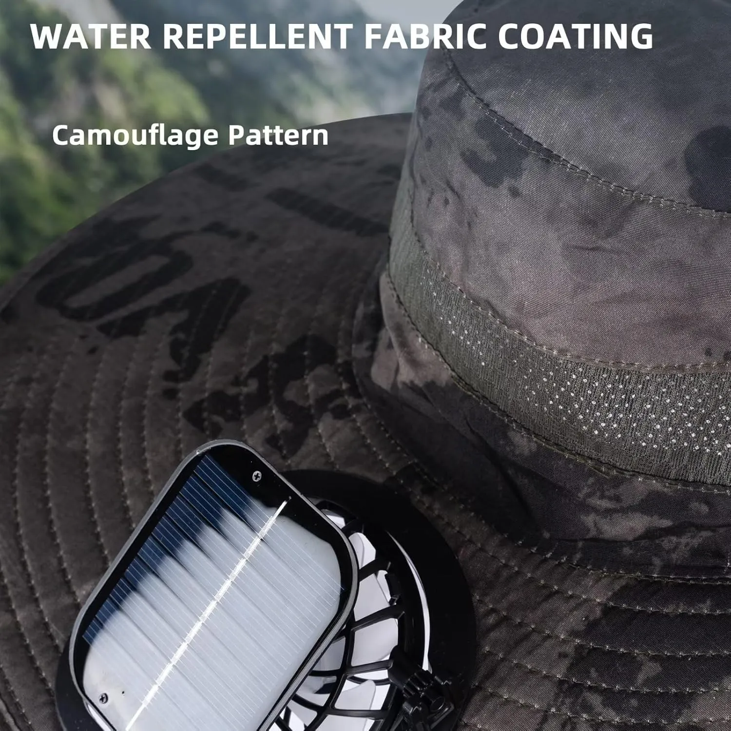 Hat Fan - Outdoor Sport Travel Camping Camouflage Solar Fan hat/Sun Protection Wide Brim Hat/Fishing Hat/Sun Hat UPF50 