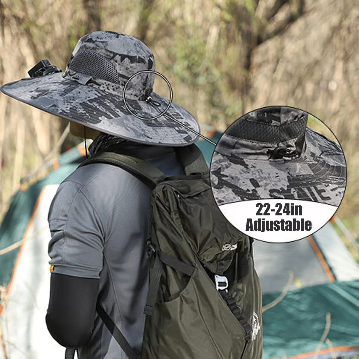 Hat with Fans Solar Power, Solar Powered Fan Hat for Men, Waterproof Outdoor Hiking Camping Fishing Hat
