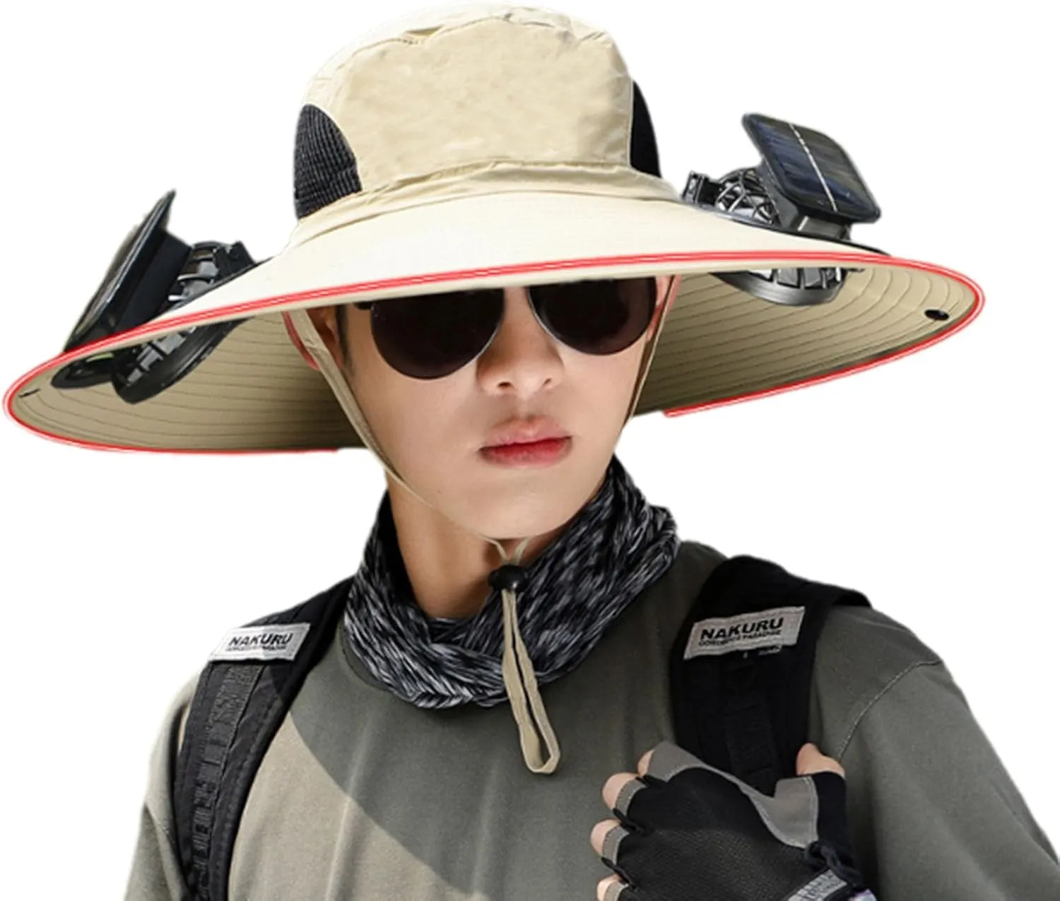 Hat with Fans Solar Power, Solar Powered Fan Hat for Men, Waterproof Outdoor Hiking Camping Fishing Hat