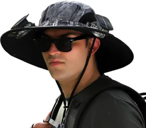 Hat with Fans Solar Power, Solar Powered Fan Hat for Men, Waterproof Outdoor Hiking Camping Fishing Hat
