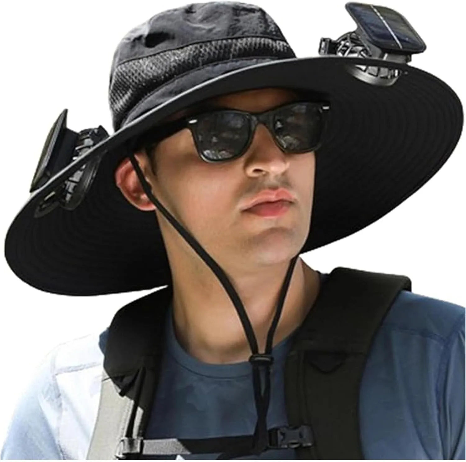 Hat with Fans Solar Power, Solar Powered Fan Hat, Outdoor Cooling Cap for Hiking, Fishing, Camping