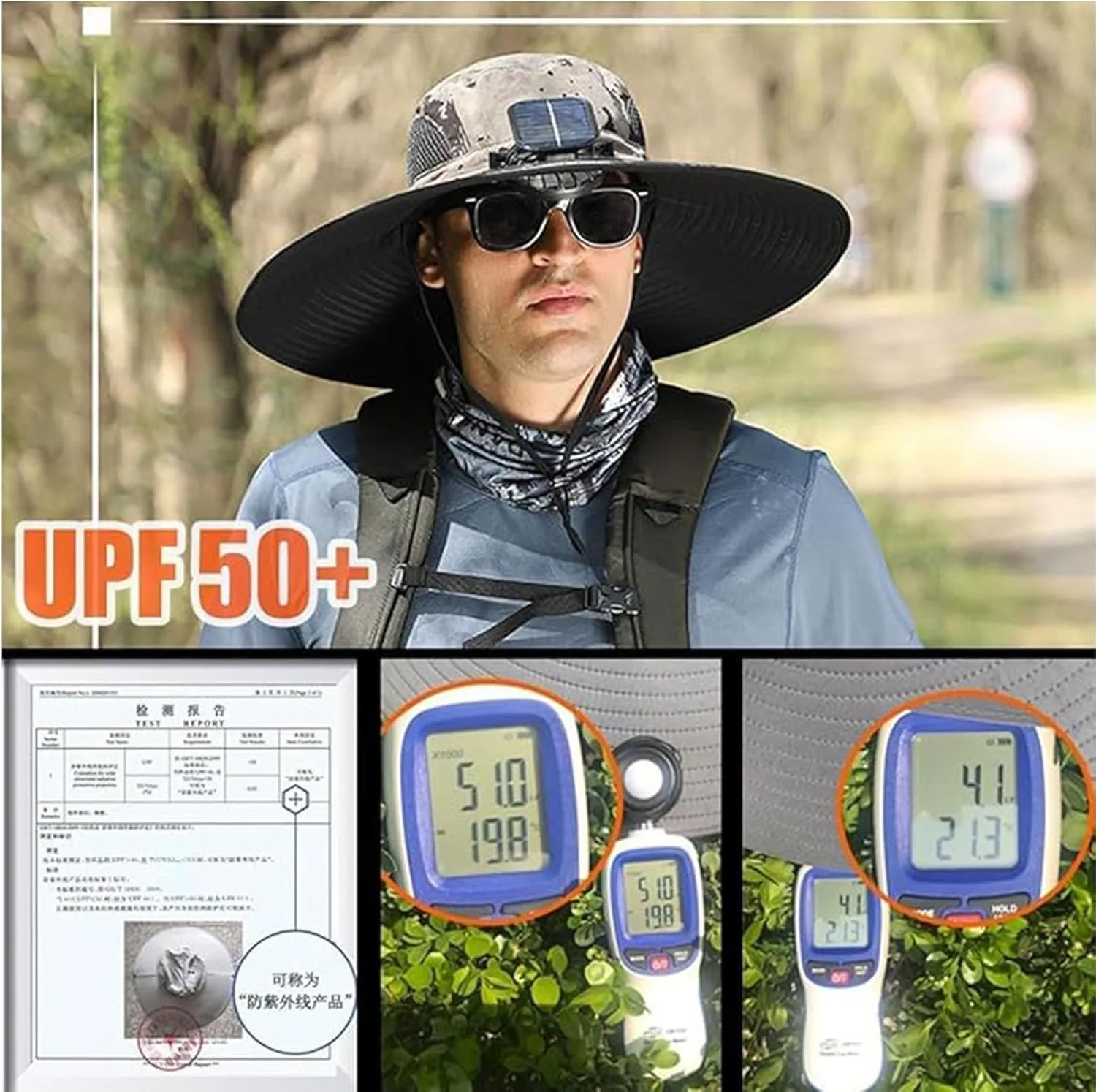 Hat with Fans Solar Power, Solar Powered Fan Hat, Outdoor Cooling Cap for Hiking, Fishing, Camping